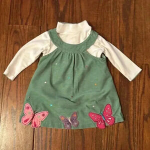 Bonnie Baby Green Jumper With White Onesie Size 12 M